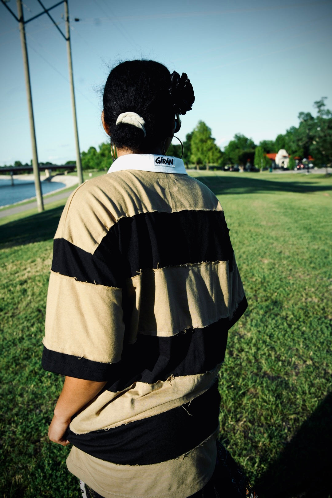 GÍRÁN “Sandstorm Rebellion” Distressed Rugby Short-sleeve Polo