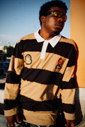 GÍRÁN “Sandstorm Rebellion” Distressed Rugby Long-sleeve Polo