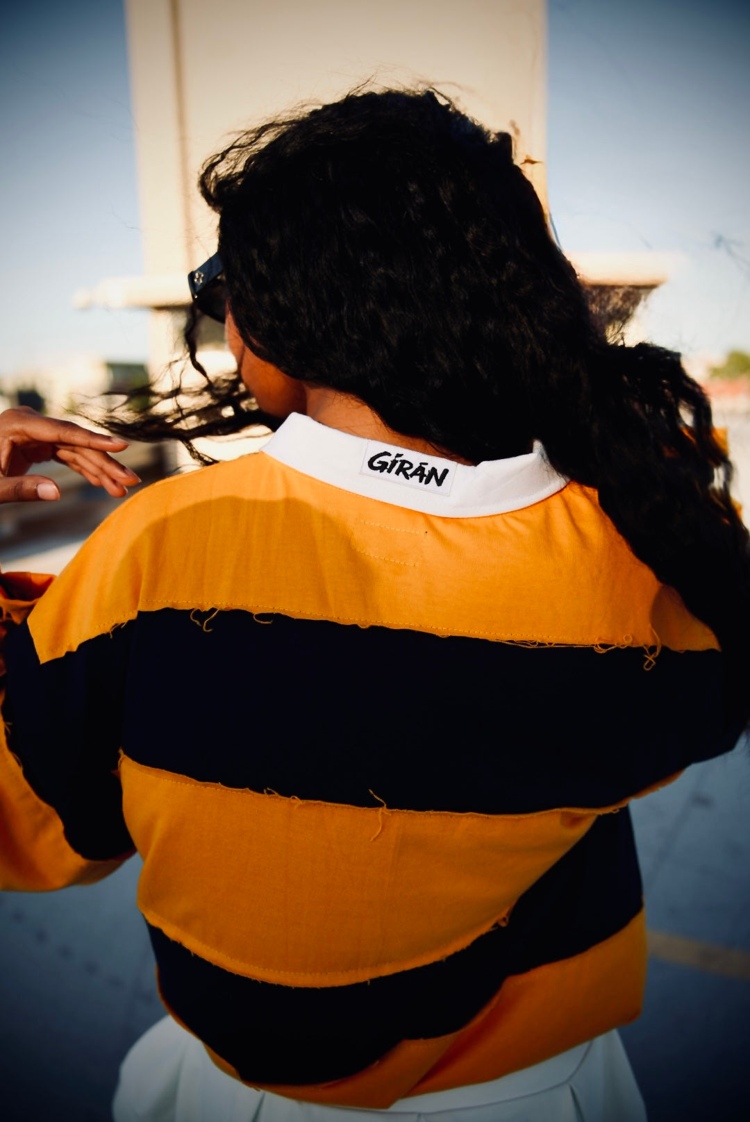 GÍRÁN “Golden Rebellion” Distressed Rugby Long-sleeve Polo