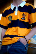 GÍRÁN Shortsleeved “Golden Rebellion” Distressed Rugby Polo
